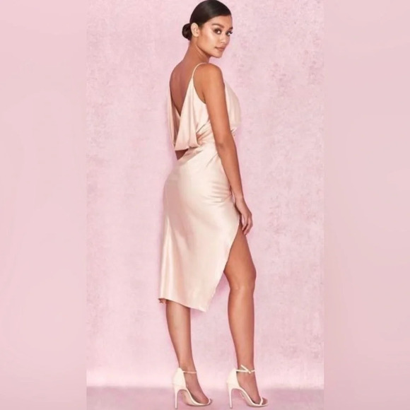 NWT House of CB Coco Drape Back Dress in Nude. Size XS. - Picture 2 of 7